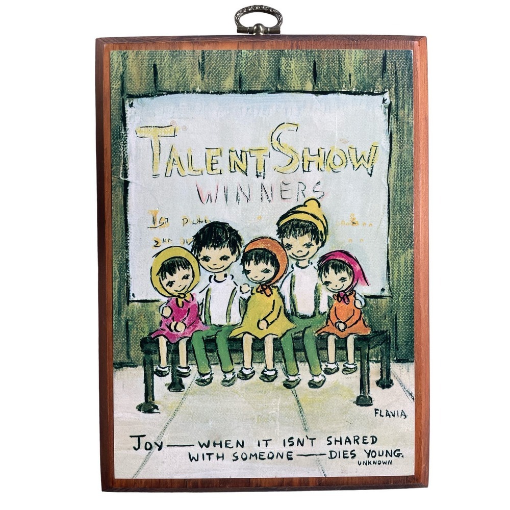 🔥Vintage Mid-Century 1969 Flavia Buzza Cardozo Wood Art “Talent Show”